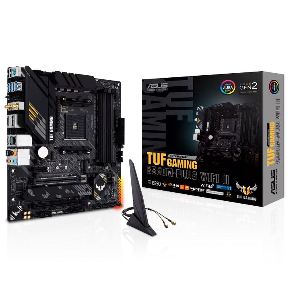 Материнская плата ASUS TUF GAMING B550M-PLUS WIFI II AM4 mATX 4xDDR4 2xPCIEx16 PCIEx1 2xM.2 USB-C DP HDMI 2.5GLAN Wi-Fi 6 (305705) {10} (90MB19Y0-M0EAY0)