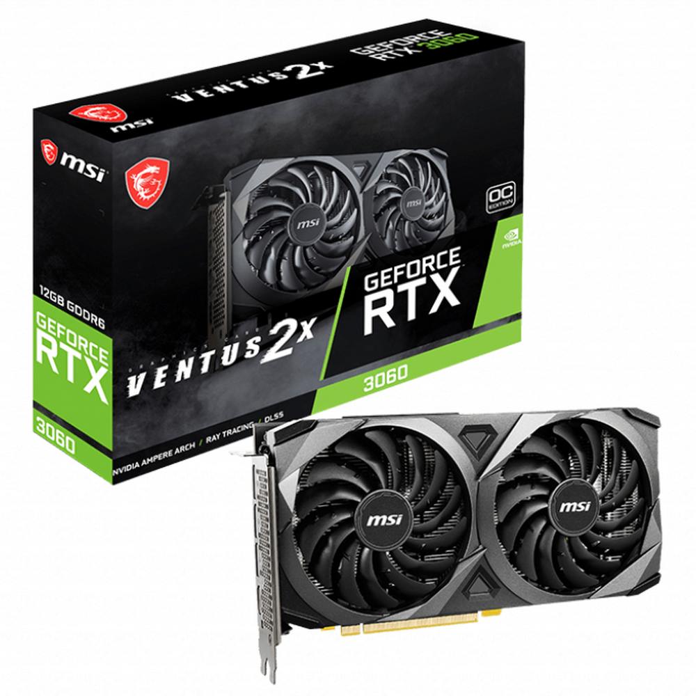 Видеокарта MSI Bad Pack RTX3060 VENTUS 2X 12G OC 12GB GDDR6 192bit 3xDP HDMI RTL (793814) (RTX 3060 VENTUS 2X 12G OC||bp)