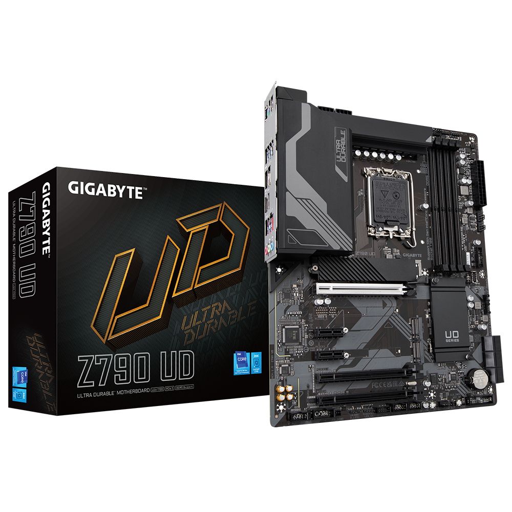 Материнская плата Gigabyte Z790 UD, Socket 1700, Intel®Z790, 4xDDR5-4800, HDMI+DP, 3xPCI-Ex16, 2xPCI-Ex1, 6xSATA3(RAID 0/1/5/10), 3xM.2, 8Ch Audio, 2,5GbLan, (4+4)xUSB2.0, (5+2)xUSB3.2, (1+1)xUSB3.2 T