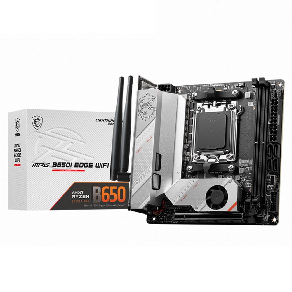 Материнская плата MSI MPG B650I EDGE WIFI B650, AM5, 2*DDR5, 1*PCIEx16, 2*M.2, 2*TypeC, 3*USB3.2Gen2, 4*USB3.2Gen1, 2*USB2.0, 4*SATA3.0, 2.5G, HDMI, Mini-ITX, RTL