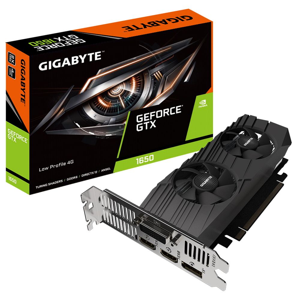 Видеокарта Gigabyte GTX1650 D6 Low Profile 4GB GDDR6 128-bit HDMIx2 DP DVI-D GDDR6 128-bit HDMIx2 DP DVI-D (GV-N1656D6-4GL)