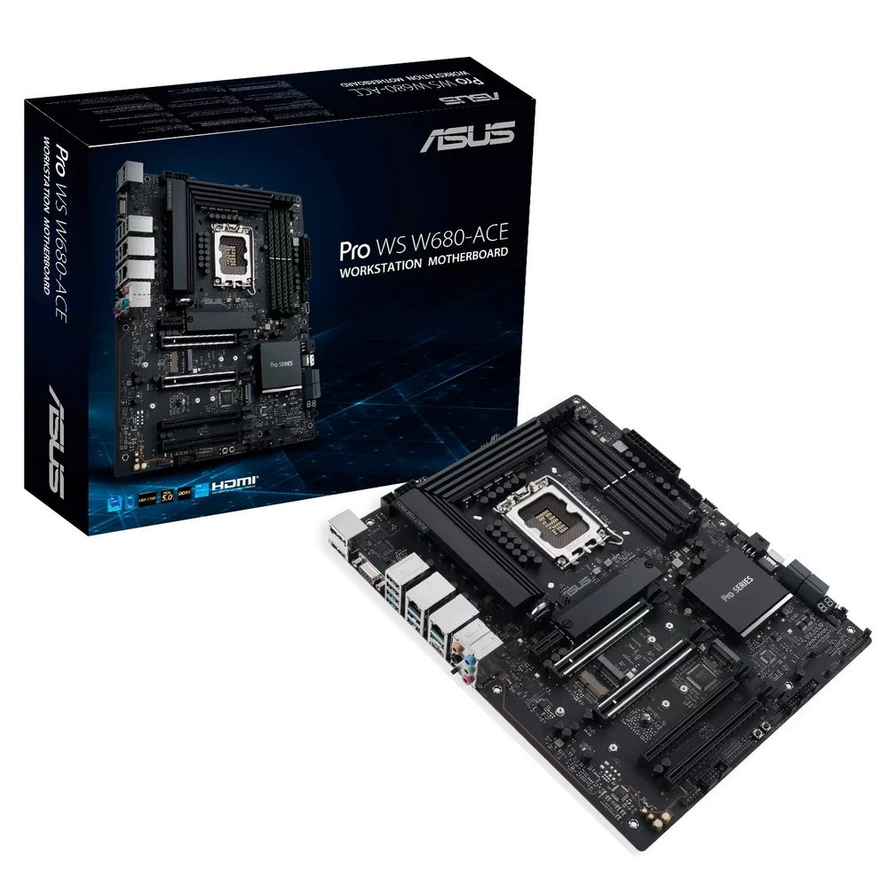 Материнская плата ASUS PRO WS W680-ACE LGA1700 ATX 4xDDR5 4xPCIEx16 PCIEx1 3xM.2 USB-C DP HDMI VGA 2х2.5GLAN (90MB1DZ0-M0EAY0)