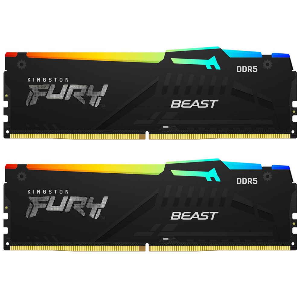 Модуль памяти Kingston 16GBDDR5 5600 DIMM FURY Beast RGB XMP Gaming Memory KF556C40BBAK2-16 Non-ECC,  CL40, 1.25V, (Kit of 2) 1RX16 40-40-40  288-pin 16Gbit, RTL