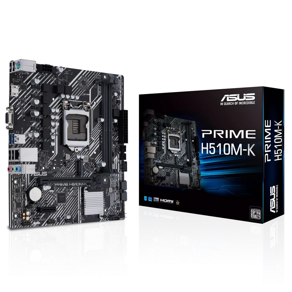 Материнская плата ASUS PRIME H510M-K R2.0 LGA1200 mATX 2xDDR4 PCIEx16 PCIEx1 M.2 HDMI VGA GLAN (90MB1E80-M0EAY0)