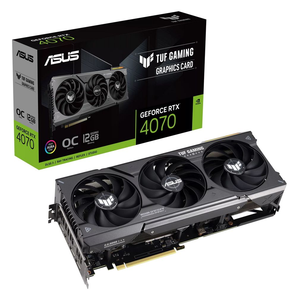Видеокарта ASUS RTX4070 TUF GAMING OC 12GB GDDR6X 192bit 3xDP HDMI 3FAN [TUF-RTX4070-O12G-GAMING] (90YV0IZ0-M0NA00)