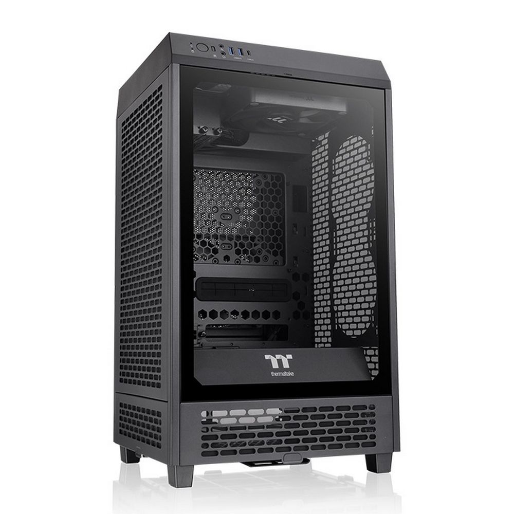 Корпус Thermaltake The Tower 200/Black/Win/SPCC/Tempered Glass*1/CT140 Fan*2/Color Box (CA-1X9-00S1WN-00)