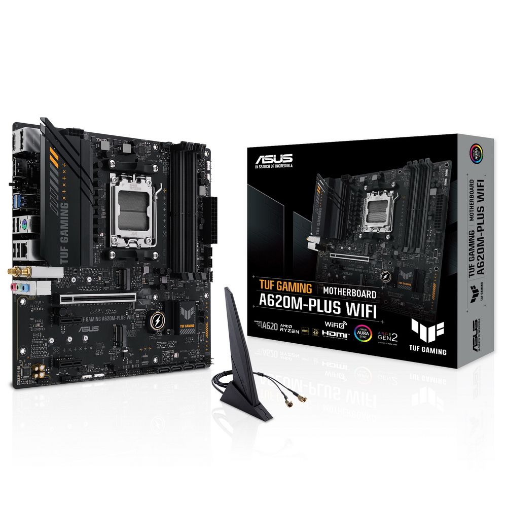 Материнская плата ASUS TUF GAMING A620M-PLUS WIFI AM5 mATX 4xDDR5 PCIEx16 2xPCIEx1 2xM.2 2xDP HDMI 2.5GLAN Wi-Fi 6 (90MB1F00-M0EAY0)