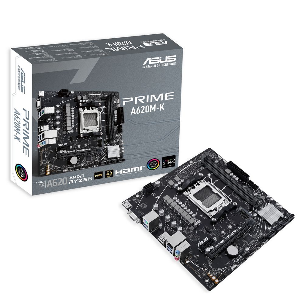 Материнская плата ASUS PRIME A620M-K AM5 mATX 2xDDR5 PCIEx16 PCIEx1 M.2 HDMI VGA GLAN (90MB1F40-M0EAY0)