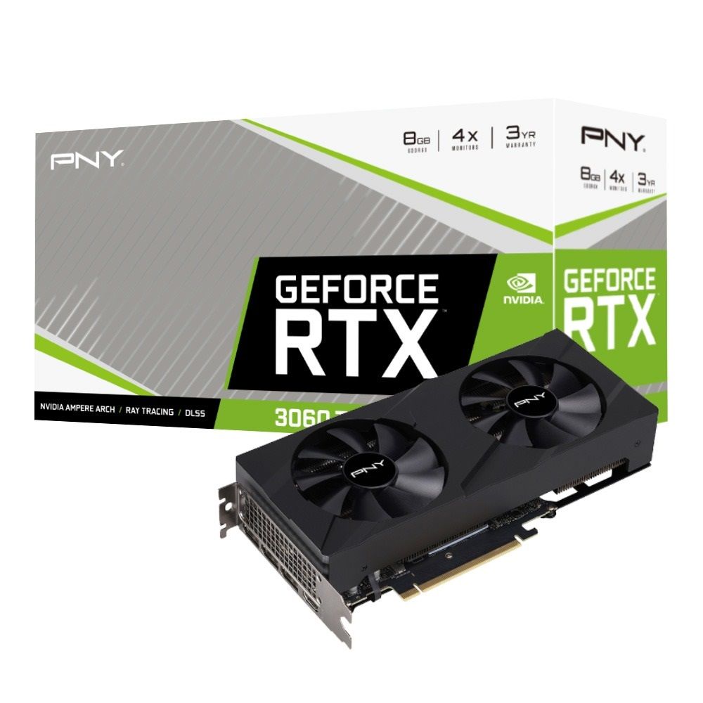 Видеокарта PNY RTX3060Ti 8GB GDDR6X VERTO 2FAN GDDR6X 256-bit DPx3 HDMI RTL (VCG3061T8LDFBPB1)