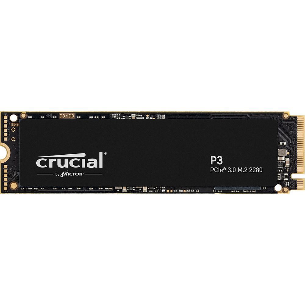 Твердотельный накопитель SSD Crucial P3, 4000GB, M.2(22x80mm), NVMe, PCIe 3.0 x4, QLC, R/W 3500/3000MB/s, TBW 800, DWPD 0 (CT4000P3SSD8)