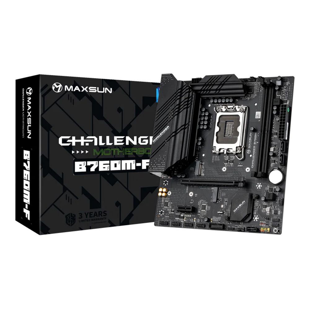 Материнская плата Maxsun MS-Challenger B760M-F B760, LGA1700, 2*DDR4, 1*PCIEx16, 1*PCIEx1, 1*M.2, 4*USB3.2Gen1, 6*USB2.0, 3*SATA3.0, 1G, VGA, HDMI, M-ATX, RTL (6940709699638)