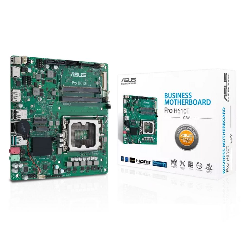 Материнская плата ASUS PRO H610T-CSM LGA1700 mini-ITX 2xDDR5 M.2 DP HDMI GLAN (90MB1G60-M0EAYC)