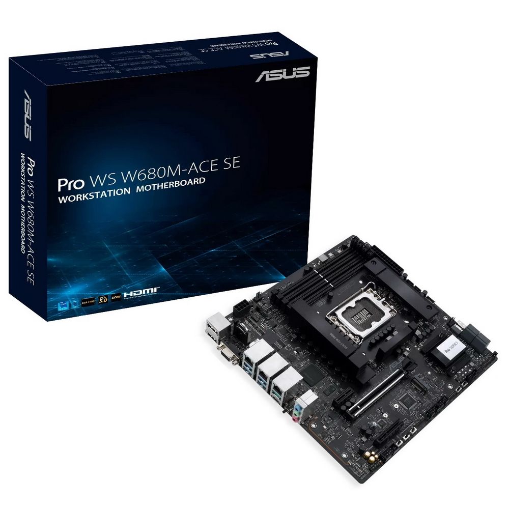 Материнская плата ASUS PRO WS W680M-ACE SE LGA1700 mATX 4xDDR5 PCIEx16 PCIEx4 PCIEx1 2xM.2 USB-C DP HDMI VGA 2х2.5GLAN (90MB1FA0-M0EAY0)