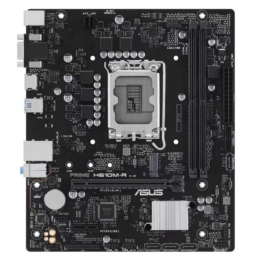 Материнская плата ASUS PRIME H610M-R-SI LGA1700 mATX 2xDDR5 PCIEx16 PCIEx1 M.2 DP HDMI VGA GLAN (90MB1GL0-M0ECY0)