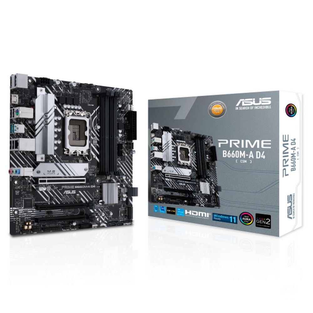 Материнская плата ASUS PRIME B660M-A D4-CSM LGA1700 mATX 4xDDR4 3xPCIEx16 2xM.2 DP 2хHDMI GLAN (90MB19K0-M1EAYC)