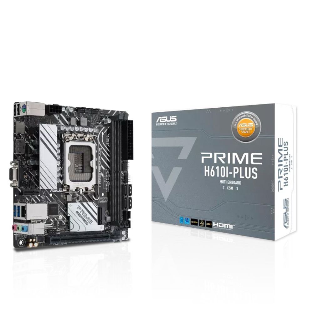 Материнская плата ASUS PRIME H610I-PLUS-CSM LGA1700 mini-ITX 2xDDR5 PCIEx16 M.2 DP HDMI VGA GLAN (90MB1GB0-M0EAYC)