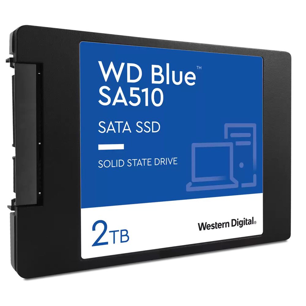 Твердотельный накопитель SSD WD Blue WDS200T3B0A 2TB 2.5"   
Client SATA 6Gb/s, 560/530, IOPS 95/84K, MTBF 1,75M, 3D NAND TLC, 500TBW, Retail (856315)