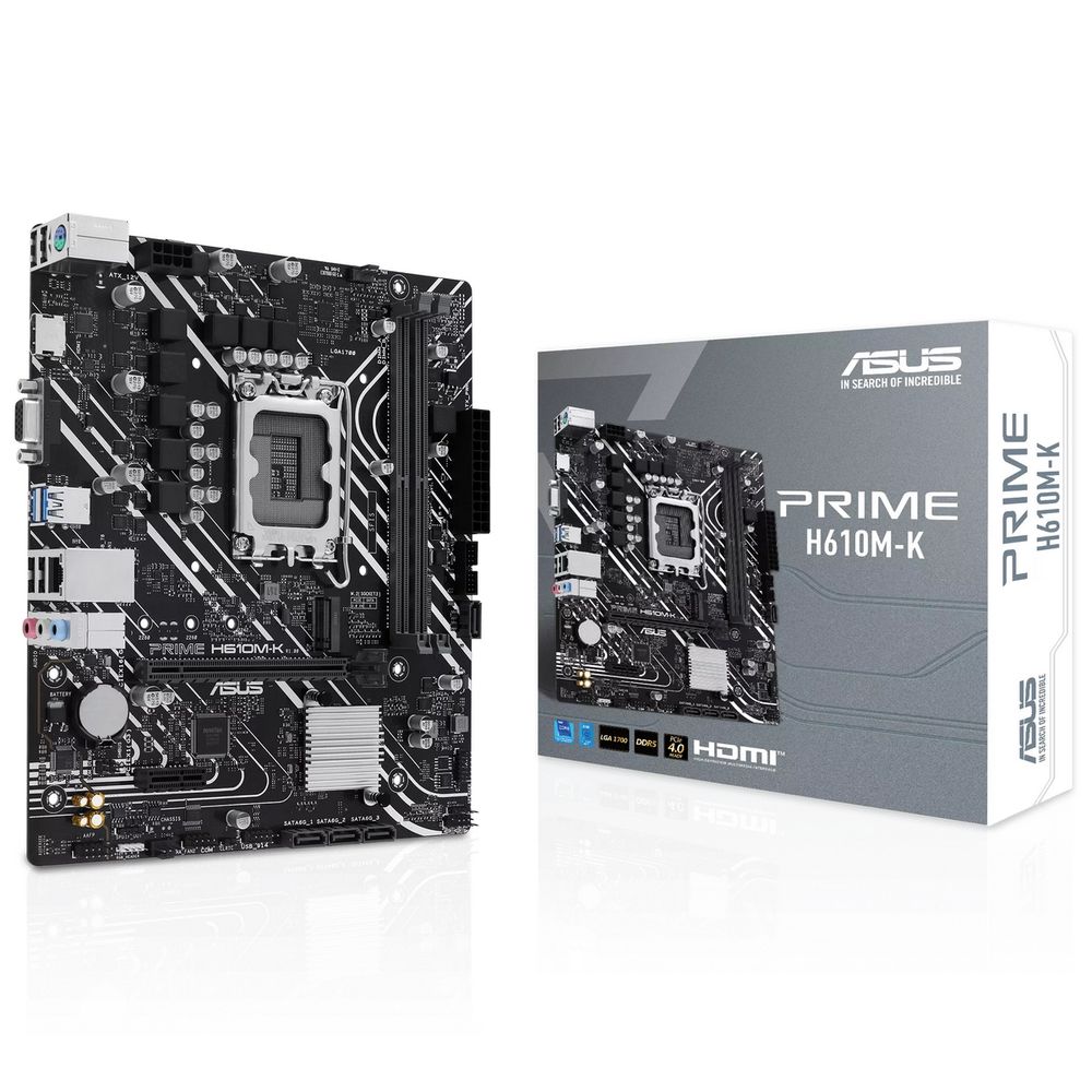 Материнская плата ASUS PRIME H610M-K LGA1700 mATX 2xDDR5 PCIEx16 PCIEx1 M.2 HDMI VGA GLAN (90MB1GA0-M0EAY0)