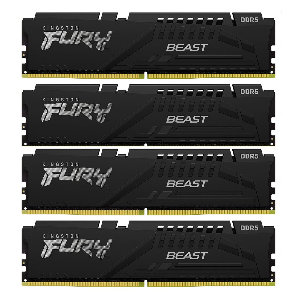 Модуль памяти Kingston 128GB DDR5 5600MHz DIMM FURY Beast Black (4х32gb), CL40 (KF556C40BBK4-128)