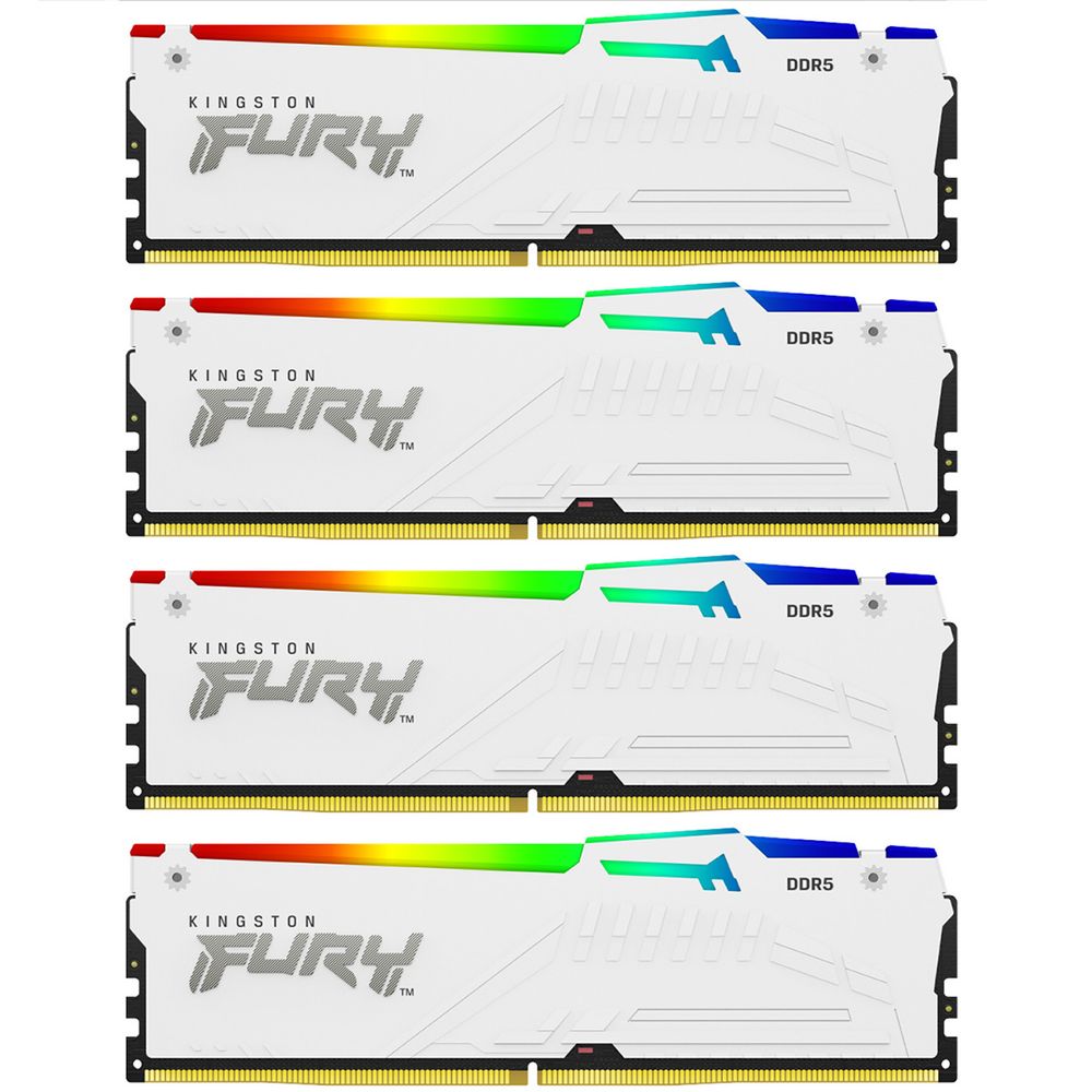 Модуль памяти Kingston 128GB DDR5 5600MHz DIMM FURY Beast White RGB (4х32gb), CL40 (KF556C40BWAK4-128)