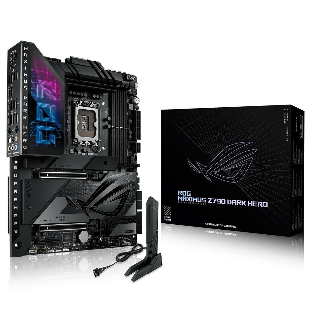 Материнская плата ASUS ROG MAXIMUS Z790 DARK HERO LGA1700 ATX 4xDDR5 2xPCIEx16 PCIEx4 5xM.2 2xThunderbolt USB-C HDMI 2.5GLAN Wi-Fi 7 (90MB1F90-M0EAY0)