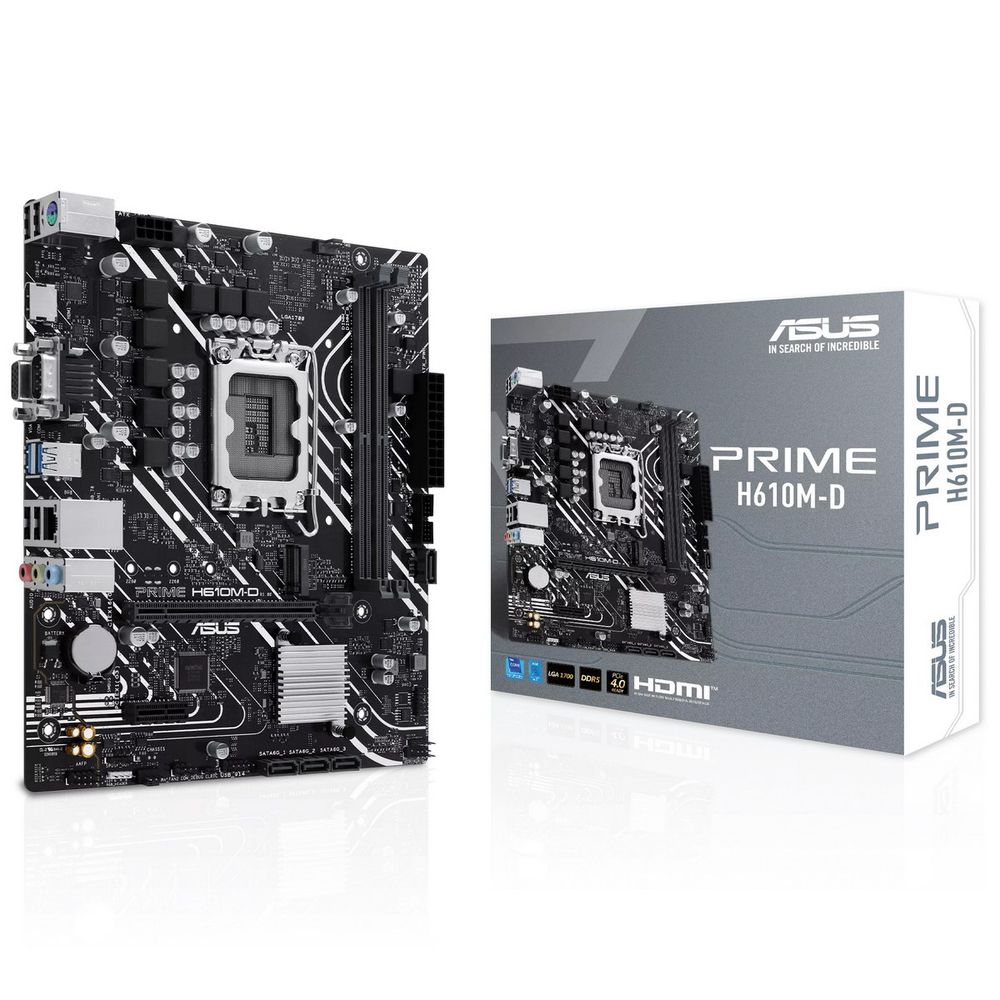 Материнская плата ASUS PRIME H610M-D LGA1700 mATX 2xDDR5 PCIEx16 PCIEx1 M.2 HDMI VGA GLAN (90MB1G80-M0EAY0)