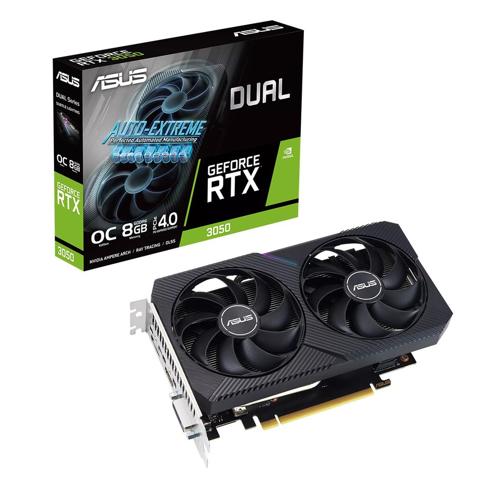 Видеокарта ASUS RTX3050 DUAL V2 OC 8GB GDDR6 128bit DVI DP HDMI 2FAN RTL [DUAL-RTX3050-O8G-V2] (90YV0GH6-M0NA00)