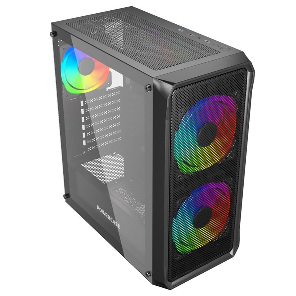 Корпус Powercase Mistral Edge SE, Tempered Glass, 2x 140mm ARGB PWM+1х 120mm ARGB PWM, чёрный, ATX  (CMSEB-A3)