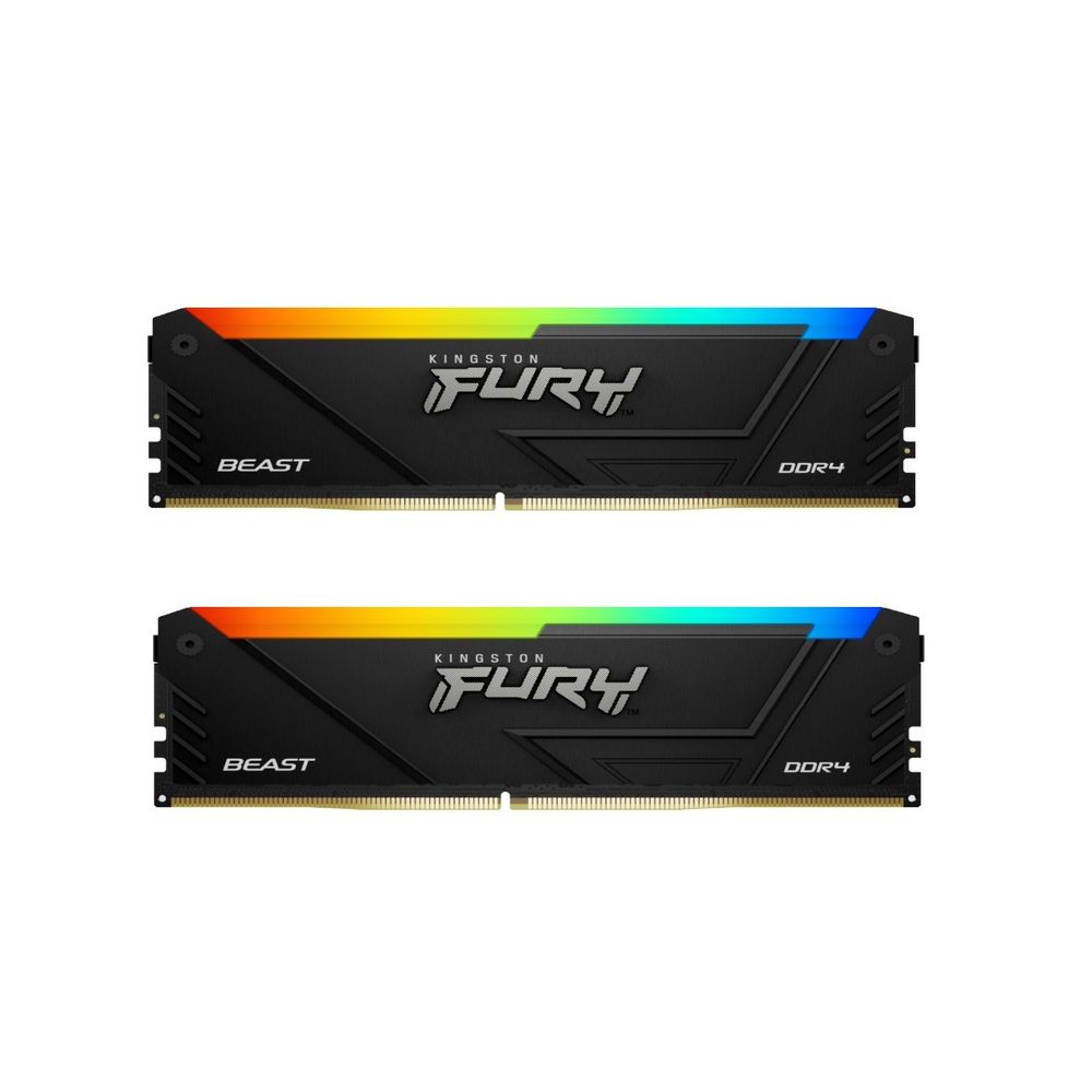 Модуль памяти Kingston FURY Beast RGB 64GB DDR4 3200 DIMM Gaming Memory Non-ECC, CL16, 1.35V, Kit (2*32GB), RTL (KF432C16BB2AK2/64)