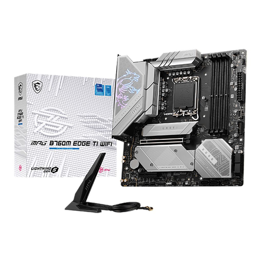 Материнская плата MSI MPG B760M EDGE TI WIFI \601-7E11-010,11\ 801-7E11-001\ STD MPG B760M EDGE TI WIFI,B760, LGA1700, 4DDR5, 1PCI-Ex16, 1PCI-Ex4, 3M.2, 6SATA3, 1USB3.2 Ge (MPG B760M EDGE TI WIFI||bp)