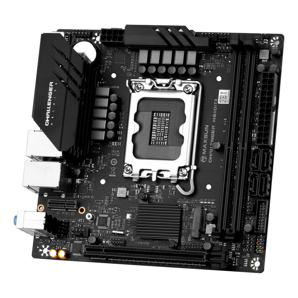 Материнская плата Maxsun MS-Challenger H610ITX 2LAN V3 H610, LGA1700, 2*DDR4, 1*PCIEx16, 1*M.2, 4*USB3.2Gen1, 5*USB2.0, 2*SATA3.0, 2.5G, 1G, DP, 2*HDMI, Mini-ITX, RTL (6940709698761)