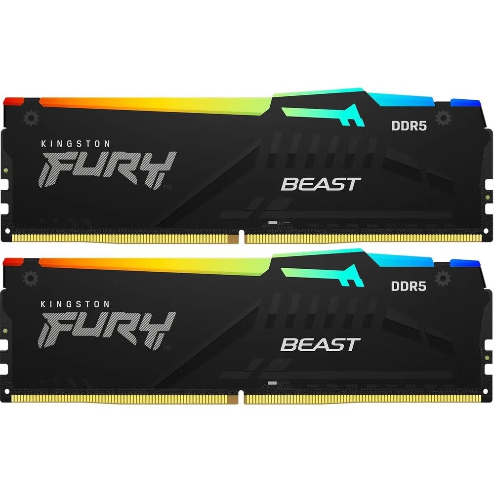 Модуль памяти Kingston 32GB DDR5 5600 DIMM FURY Beast Black RGB EXPO Non-ECC Unbuffered DIMM (Kit 2*16gb) 1RX8 36-38-38 1.25V 288-pin 16Gbit (KF556C36BBEAK2-32)