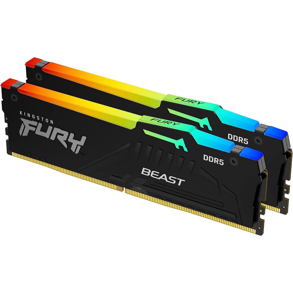 Модуль памяти Kingston 64GB DDR5 6000MHz DIMM FURY Beast Black RGB EXPO Non-ECC Unbuffered DIMM (Kit 2*32GB) 2RX8 36-38-38 1.35V 288-pin 16Gbit (KF560C36BBEAK2-64)