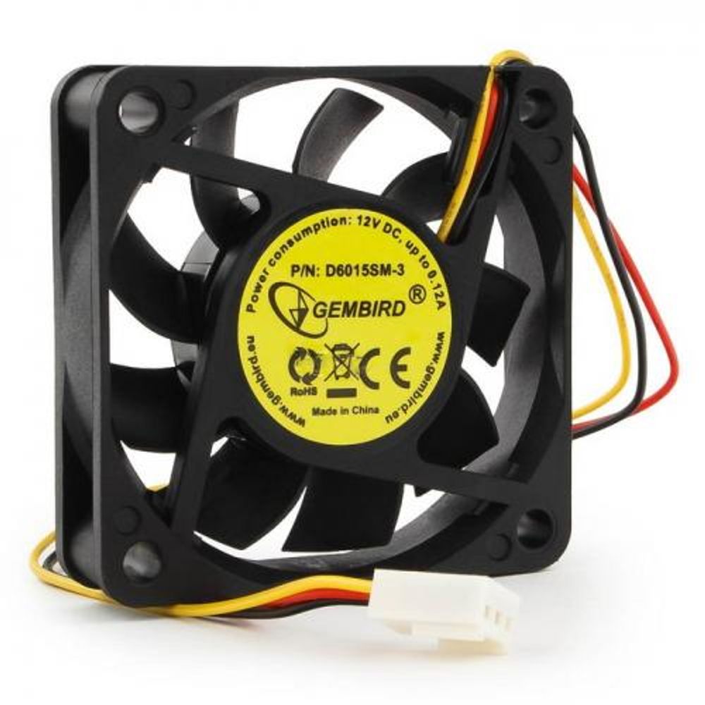 Вентилятор в корпус Gembird D6015SM-3 60x60x15, втулка, 3 pin, провод 25 см {100} (D6015SM-3||bp)