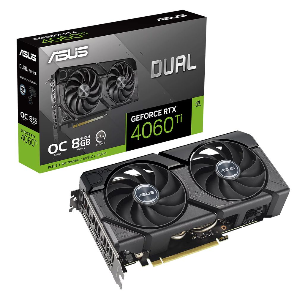 Видеокарта ASUS RTX4060Ti DUAL EVO OC 8GB GDDR6 128bit 3xDP HDMI 2FAN RTL [DUAL-RTX4060TI-O8G-EVO] (90YV0J49-M0NA00)