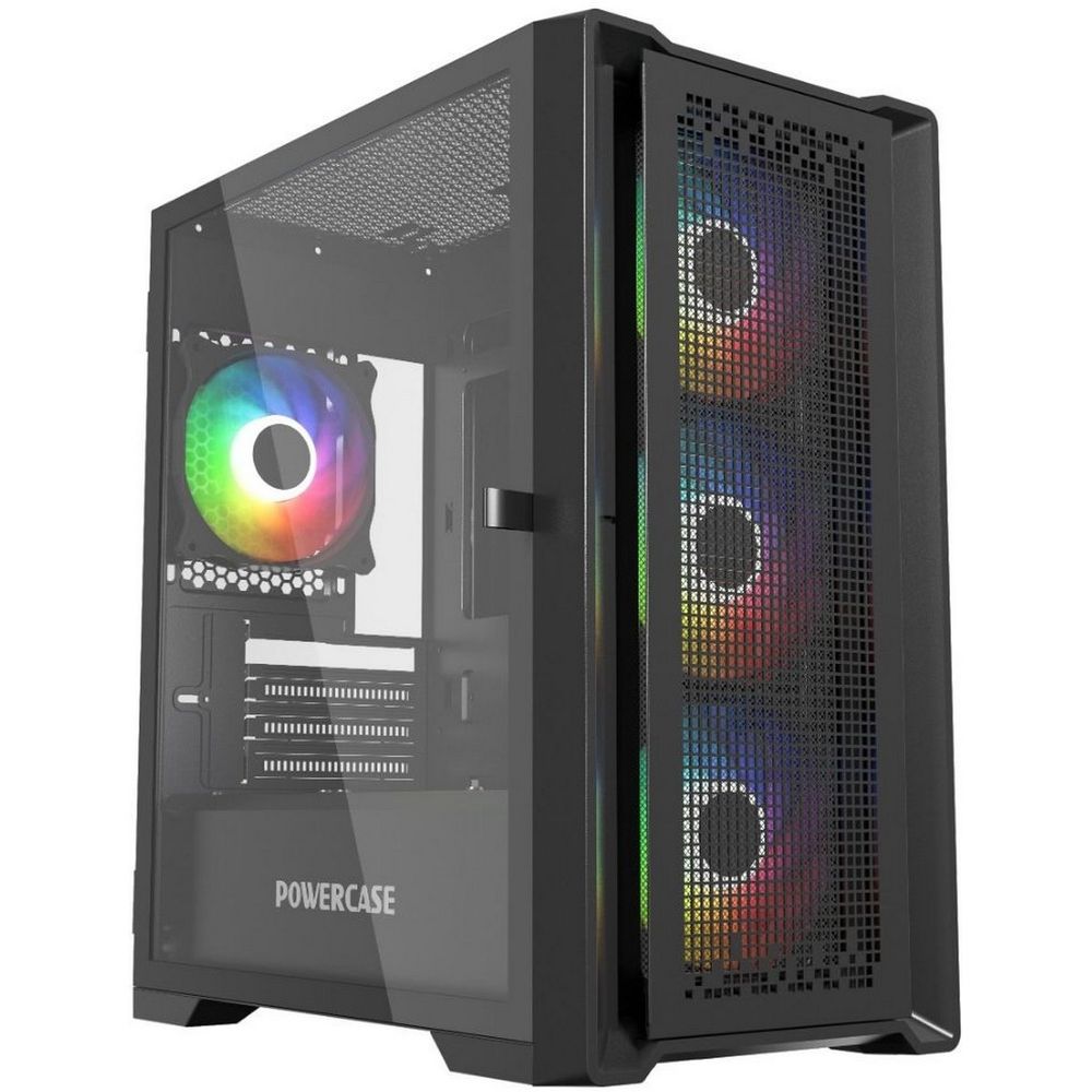 Корпус Powercase Корпус Powercase ByteFlow Micro Black, Tempered Glass, 4х 120mm ARGB fans, ARGB HUB, чёрный CAMBFB-A (CAMBFB-A4)