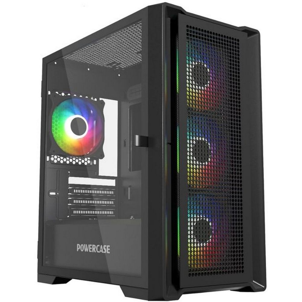 Корпус Powercase Alisio Micro X4B V2, Tempered Glass, 4х 120mm ARGB fans, ARGB HUB, чёрный, mATX (CAMCXB-A4)