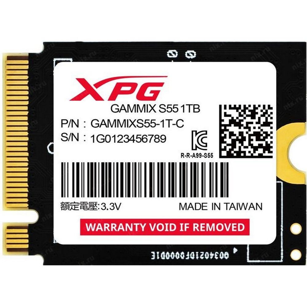 Твердотельный накопитель SSD ADATA M.2 2280 1TB XPG GAMMIX S55 PCIe Gen4x4 with NVMe 5000/3700, 3D ТLC NAND (SGAMMIXS55-1T-C)