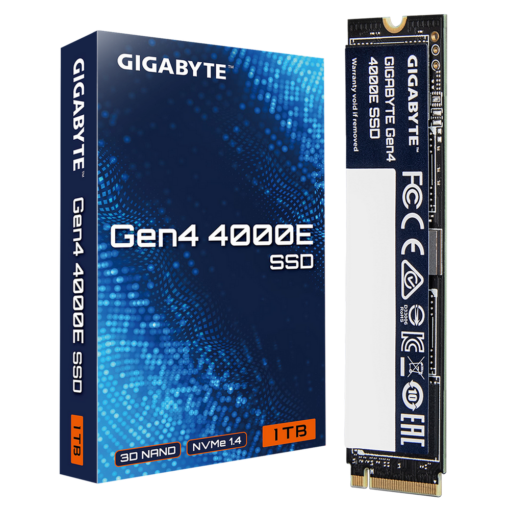 Твердотельный накопитель SSD Gigabyte M.2 2280 1TB Gen4 4000E SSD PCI Express 4.0x4, NVMe 1.4, 4000/3900, MTBF 1.5M, 3D NAND, 320TBW, RTL (G440E1TB)