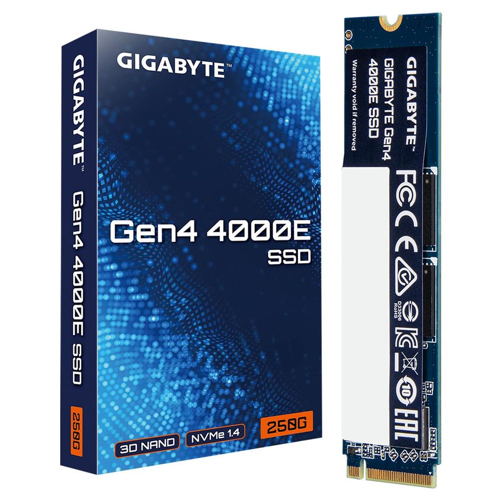 Твердотельный накопитель SSD Gigabyte M.2 2280 250GB Gen4 4000E SSD PCI Express 4.0x4, NVMe 1.4, 3500/1800, MTBF 1.5M, 3D NAND, 150TBW, RTL (G440E250G)