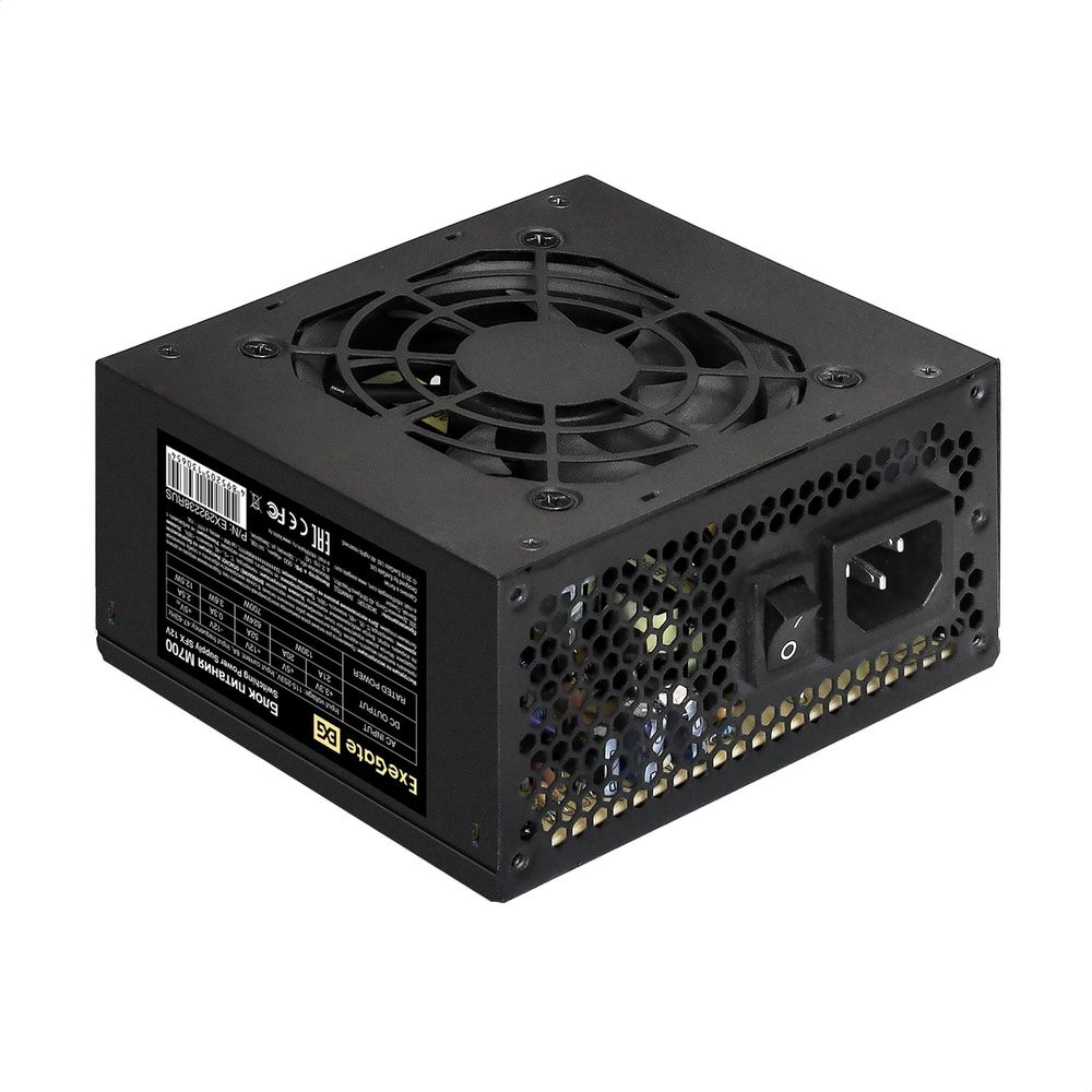Блок питания 700W ExeGate M700 (SFX, APFC, КПД 87% (80 PLUS Silver), 8cm fan, 24pin, (4+4)pin, 2xPCI-E, 3xSATA, 2xIDE, black) (EX292238RUS)