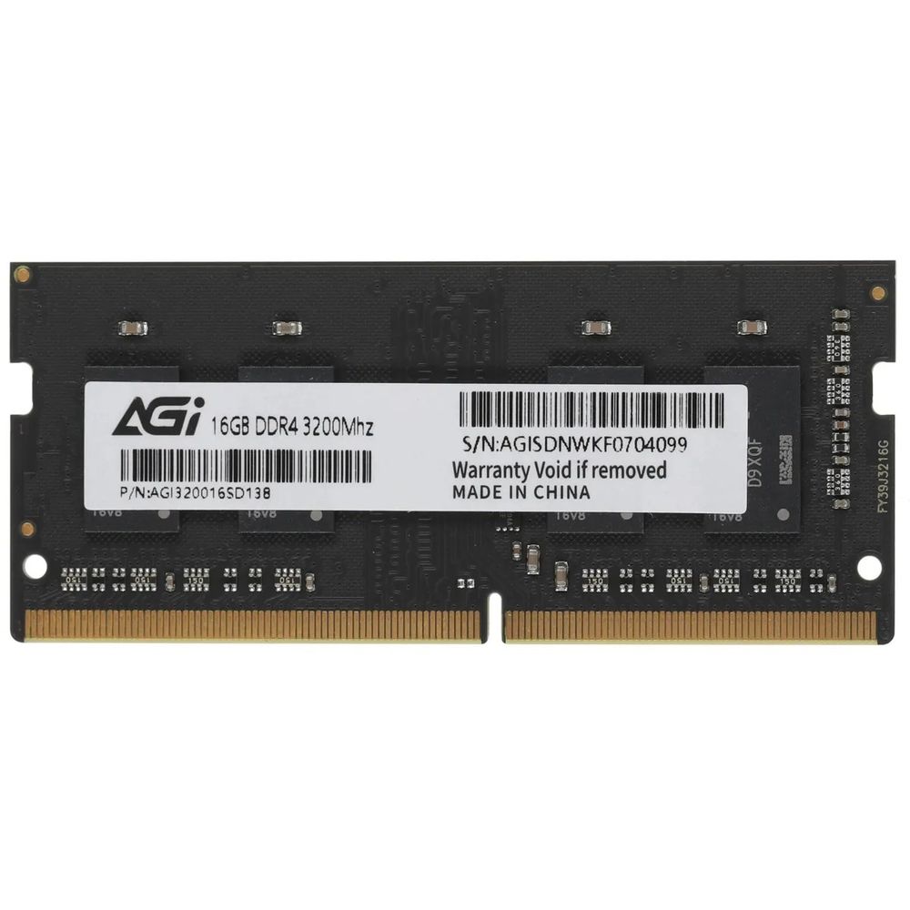 Модуль памяти AGI 16GB DDR4 3200 SODIMM SD138 260-pin, PC4-25600, unbuffered, bulk (AGI320016SD138 bulk)