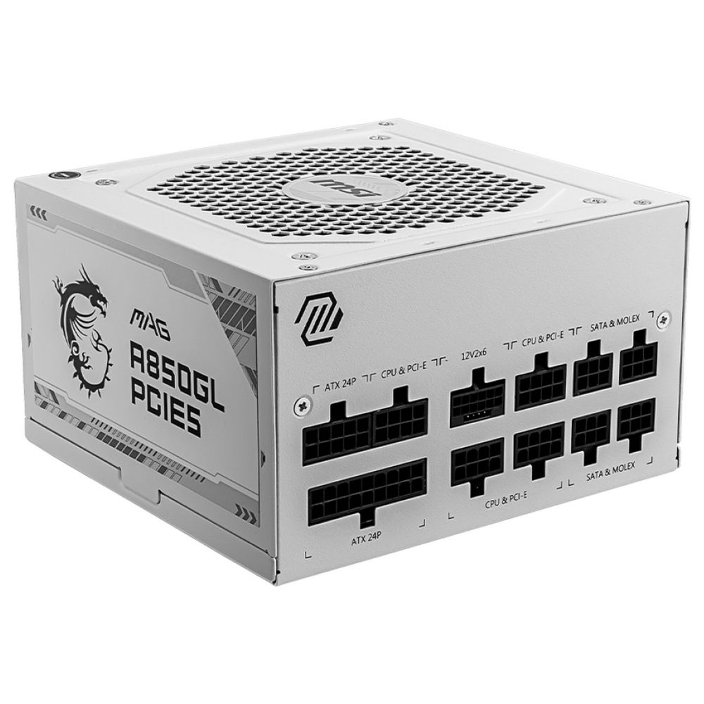 Блок питания MSI MAG A850GL PCIE5 WHITE , 850W, 80+ Gold, полностью модульный, ATX 3.1, PCIE5.1, RTL (306-7ZP8A24-CE0)