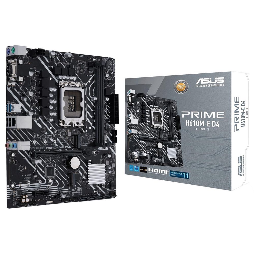 Материнская плата ASUS H610M-E D4 CSM LGA1700 mATX 2xDDR4 PCI-Ex16 PCI-Ex1 2xM.2 DP HDMI VGA GLAN (90MB19N0-M1EAYC)