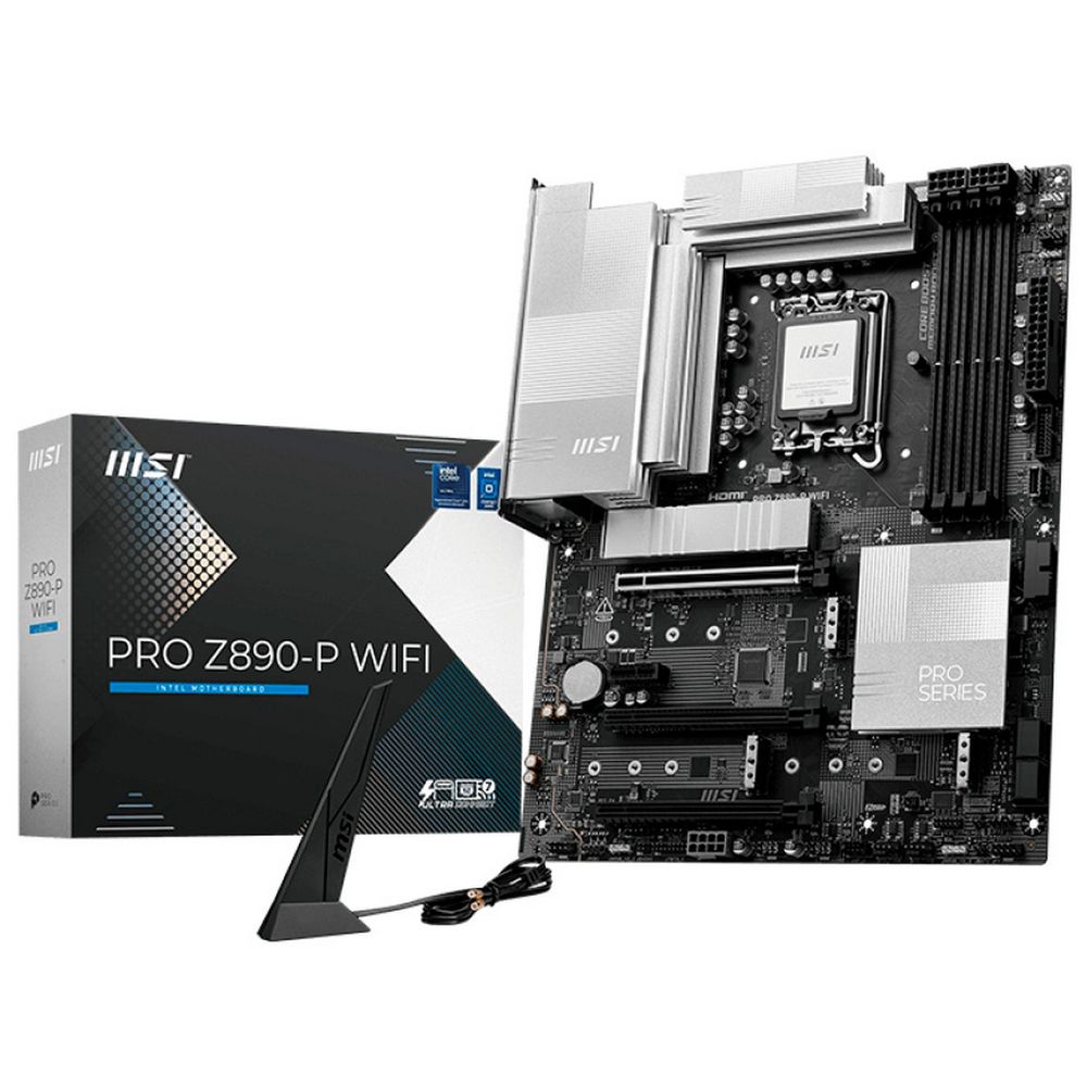 Материнская плата MSI PRO Z890-P WIFI Z890, LGA1851, 4*DDR5, 3*PCIEx16, 4*M.2, 2*TypeC, 1*USB3.2Gen2, 6*USB3.2Gen1, 8*USB2.0, 4*SATA3.0, 5G, Type-C(DP), DP, HDMI, ATX, RTL