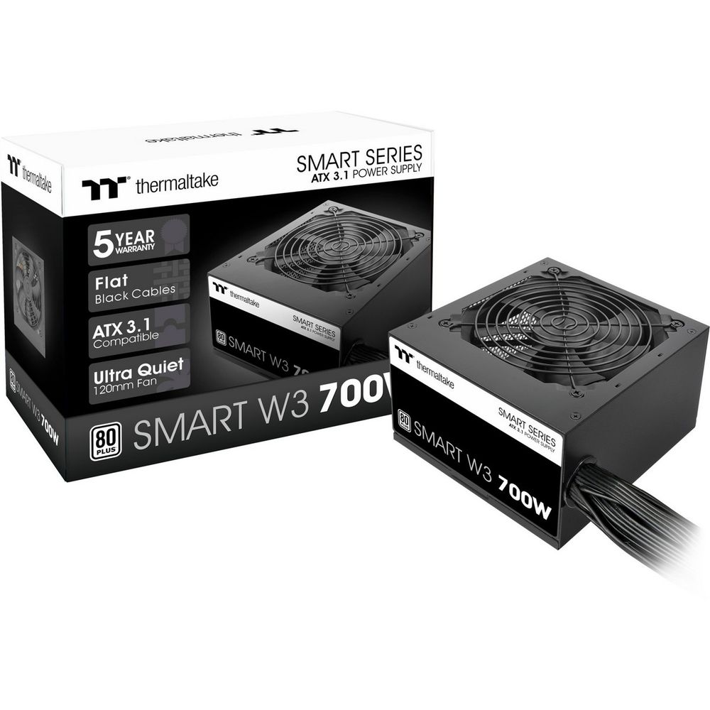 Блок питания ПК Thermaltake Smart W3 700 /0700W/Non Modular/Non Light/Full Range/Analog/80 Plus/EU/Non JP CAP/All Flat Cables/ATX 3.1 (PS-SPW-0700NNFAWE-1)