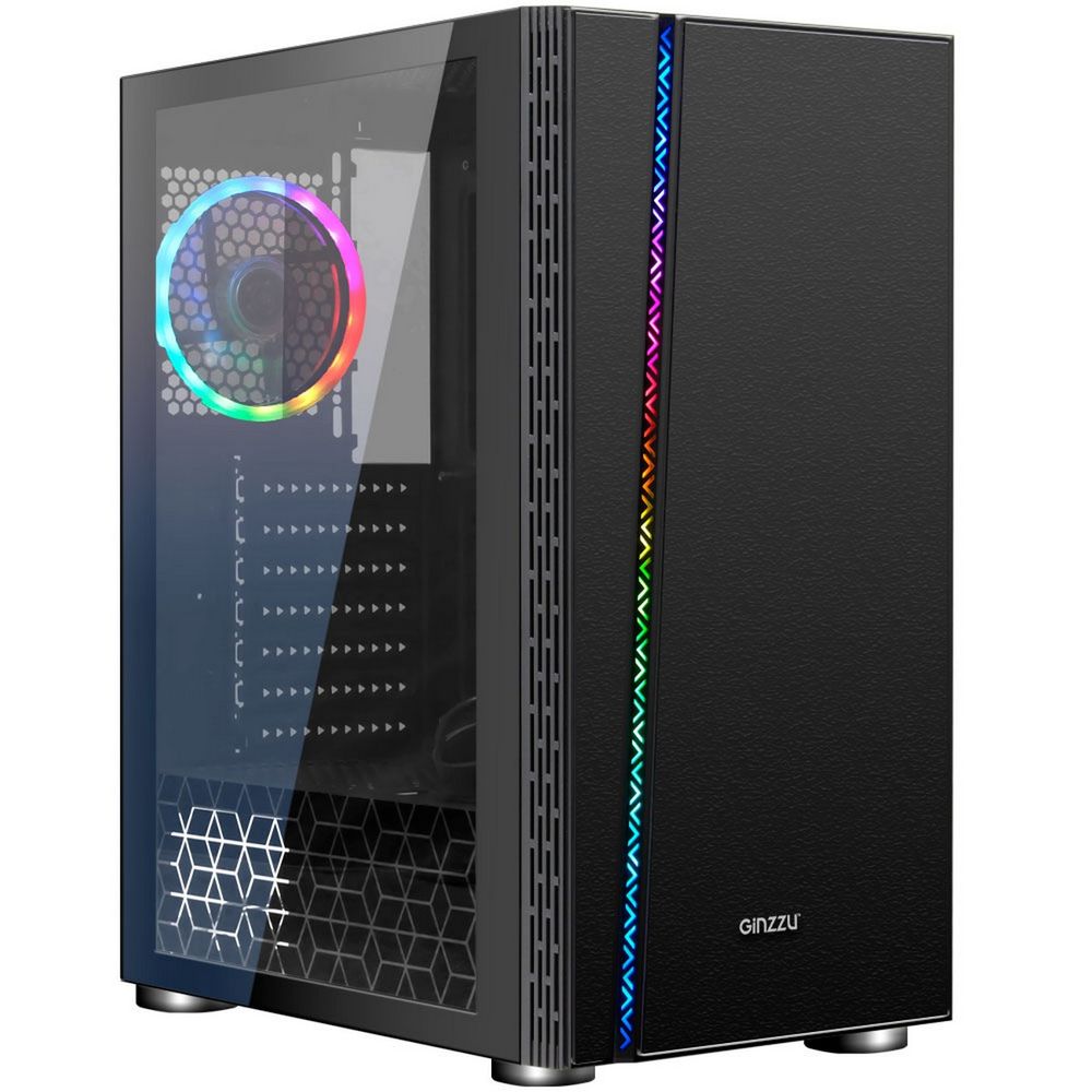 Корпус для ПК Ginzzu Bad Pack  CL200 FAN 12LED USB3.0 Window  bp (Ginzzu CL200||bp)