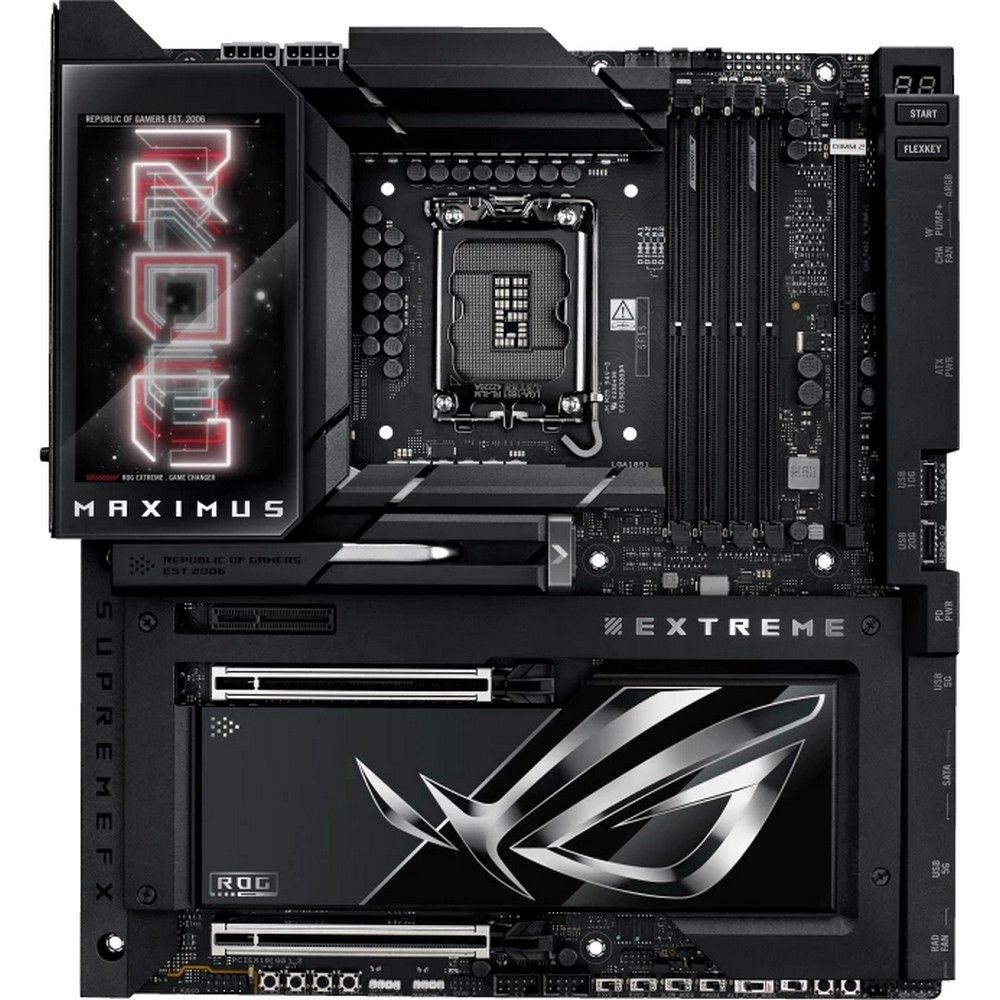 Материнская плата ASUS ROG MAXIMUS Z890 EXTREME LGA1851 E-ATX 4xDDR5 2xPCIEx16 PCIEx4 4xM.2 2xThunderbolt 2xUSB-C HDMI 2.5GLAN 10GLAN Wi-Fi 7 (90MB1IA0-M0EAY0)