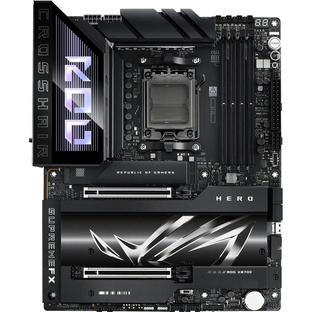 Материнская плата ASUS ROG CROSSHAIR X870E HERO AM5 ATX 4xDDR5 2xPCIEx16 5xM.2 4xUSB-C HDMI 2.5GLAN 5GLAN Wi-Fi 7 (90MB1IE0-M0EAY0)