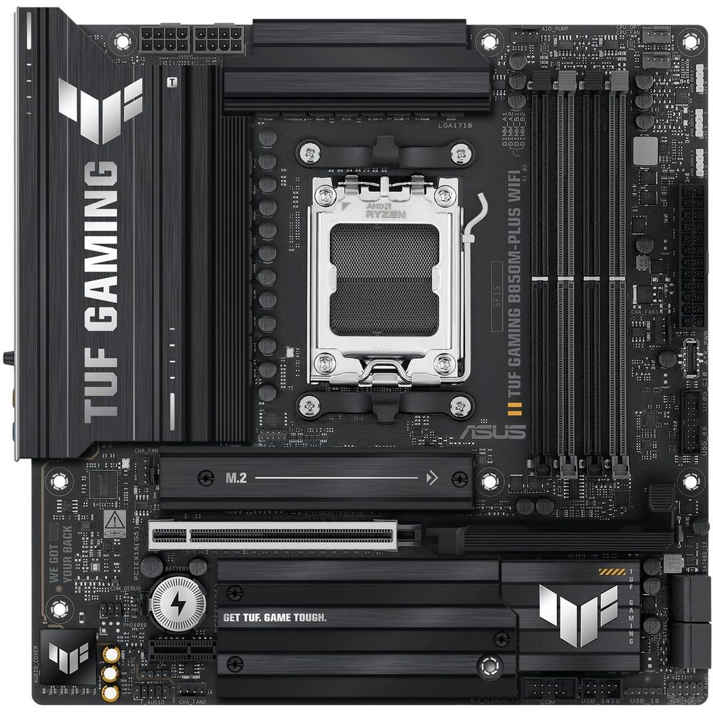 Материнская плата ASUS TUF GAMING B850M-PLUS WIFI AM5 mATX 4xDDR5 PCIEx16 PCIEx1 3xM.2 USB-C DP HDMI 2.5GLAN Wi-Fi 6Е (90MB1IY0-M0EAY0)